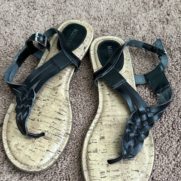 Merona Black Sandals with Cork Sole - Picture 1 of 2